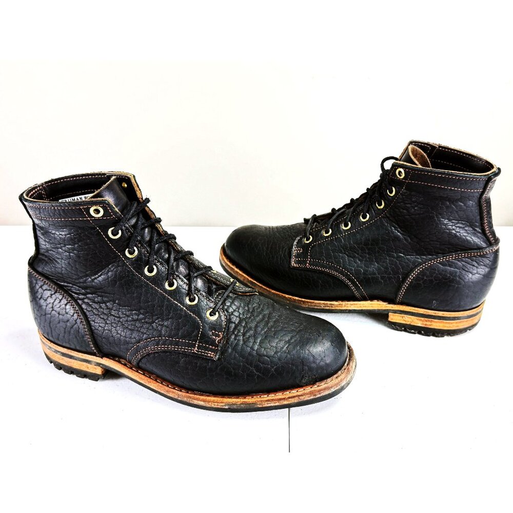 Truman Boot Black Shrunken Bison Leather Boots Men's US 10 D EU 43 ($480)